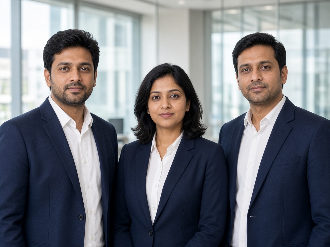 Corporate team in matching office uniforms