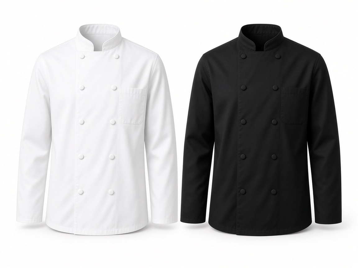 White and black professional chef coats